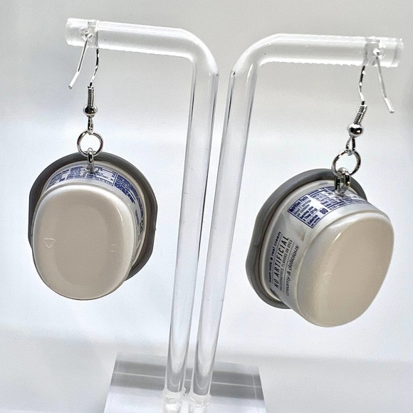 Philadelphia Cream Cheese Earrings - Bagel Earrings - Mini Brands Food Earrings - Picture 2 of 6